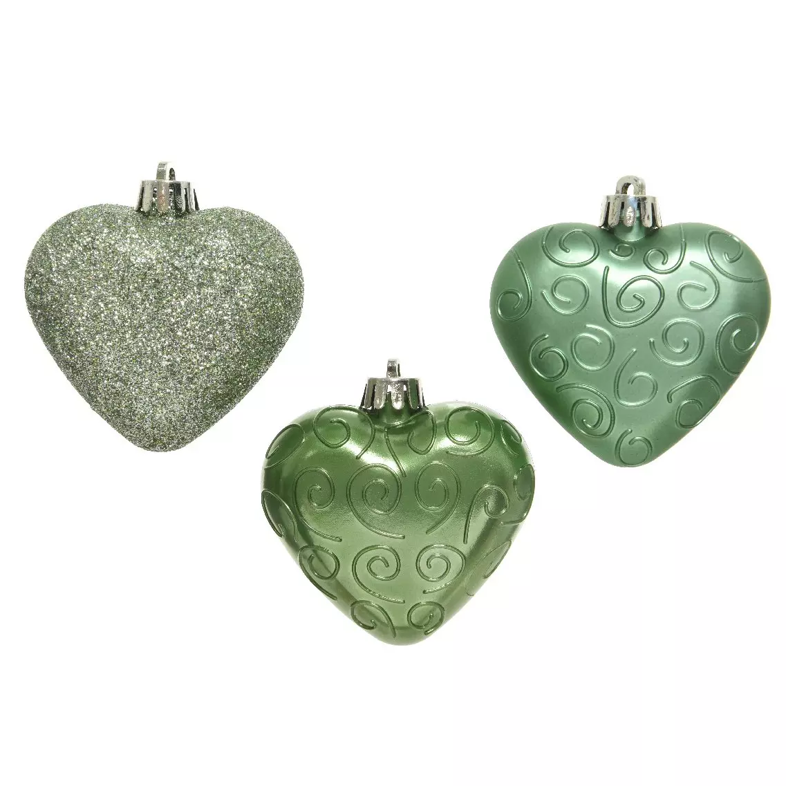 Lote de 6 corazones de Navidad para colgar Alpine Verde salvia 1