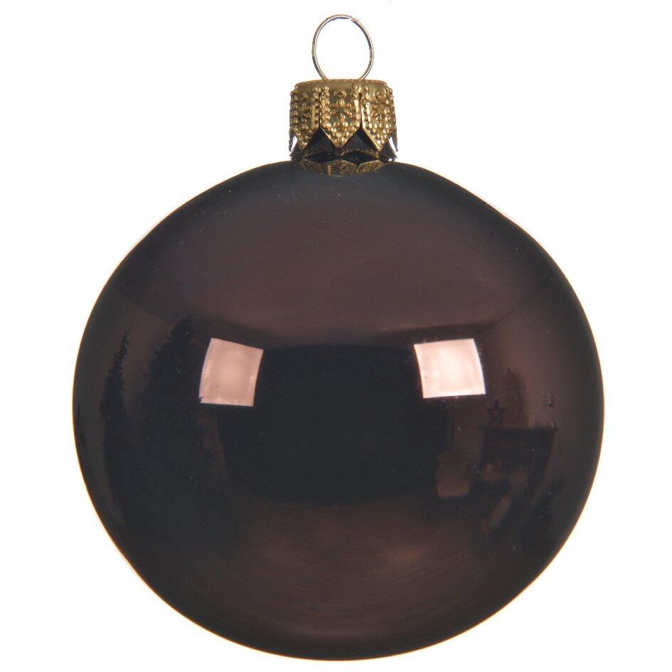 Lotto di 6 palline di Natale di vetro (D80 mm) Arctique brillantes Marrone scuro 1