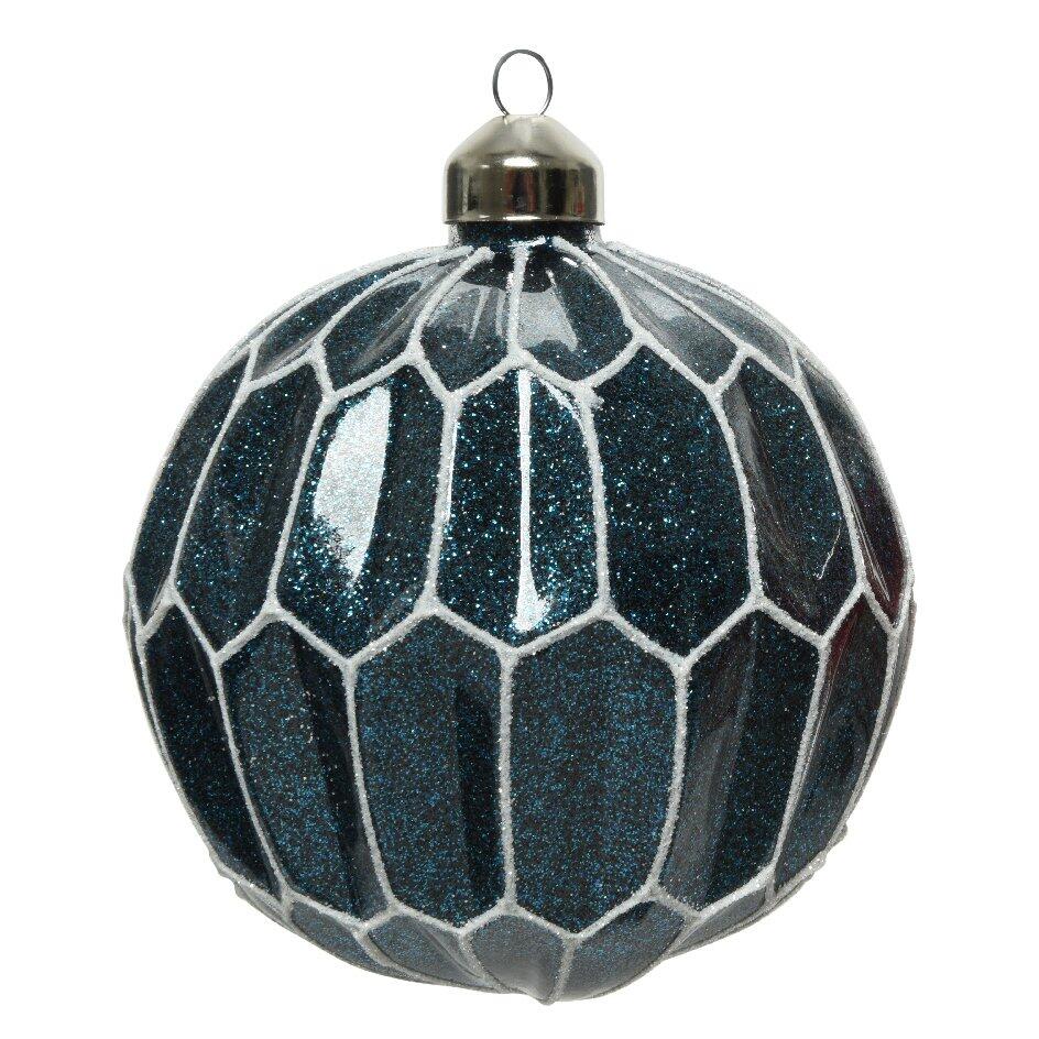 Lote de 2 bolas de Navidad en vidrio (D80 mm) Ecaille Azul noche  1