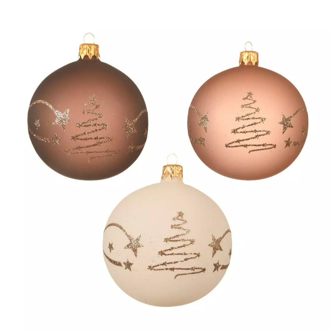 Lot de 6 boules de Noël en verre (D80 mm) Stapou Blanc laine  1