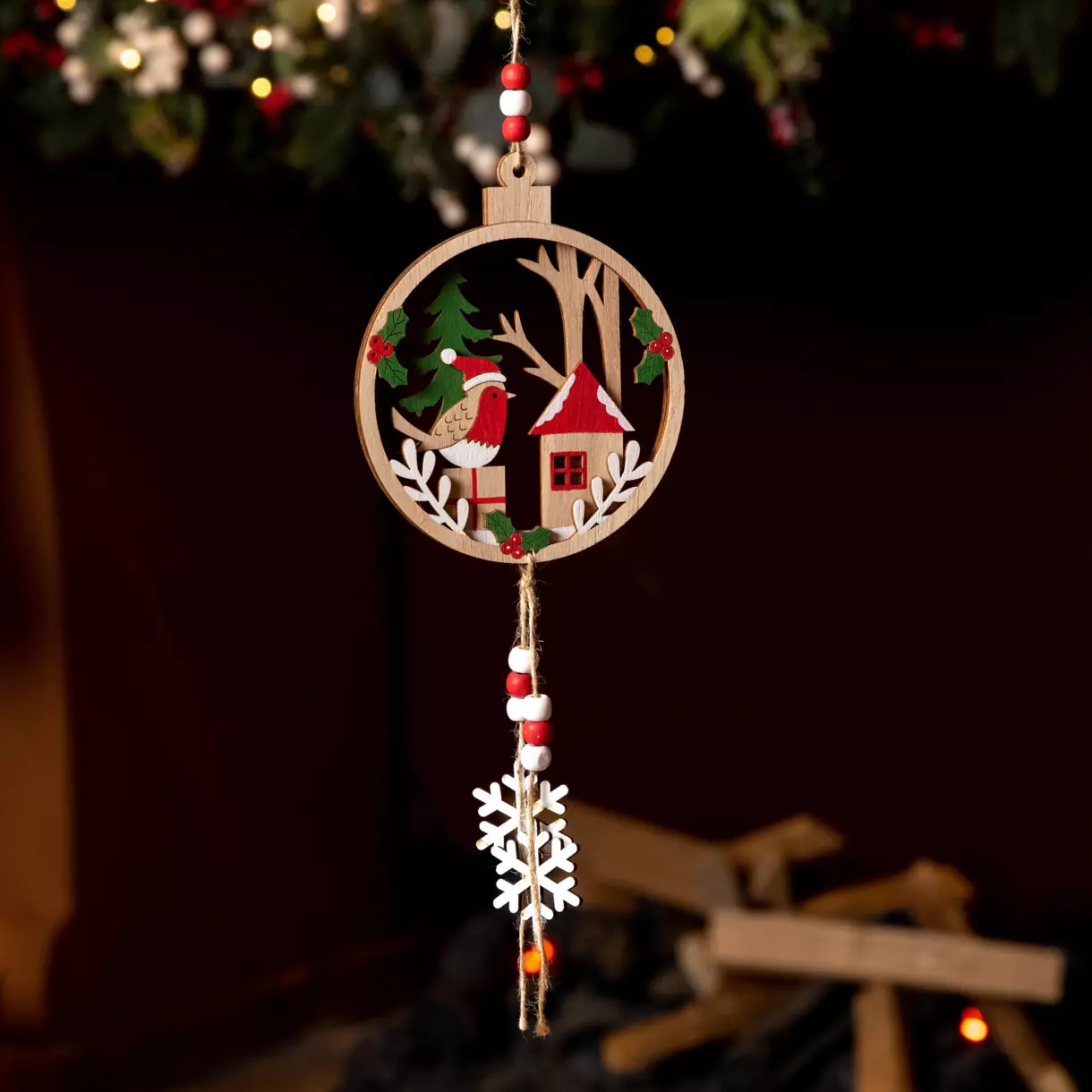 Couronne de sapin à suspendre Becky Meerkleurig 1