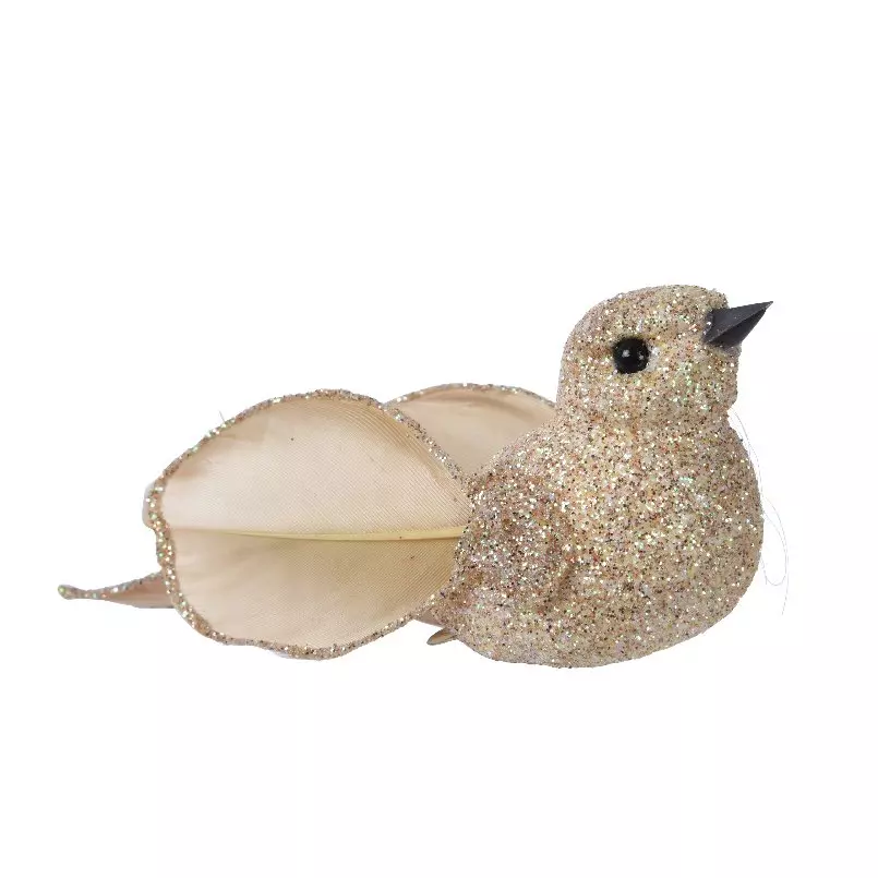 Vogel Plume hangdecoratie Champagnekleur 1