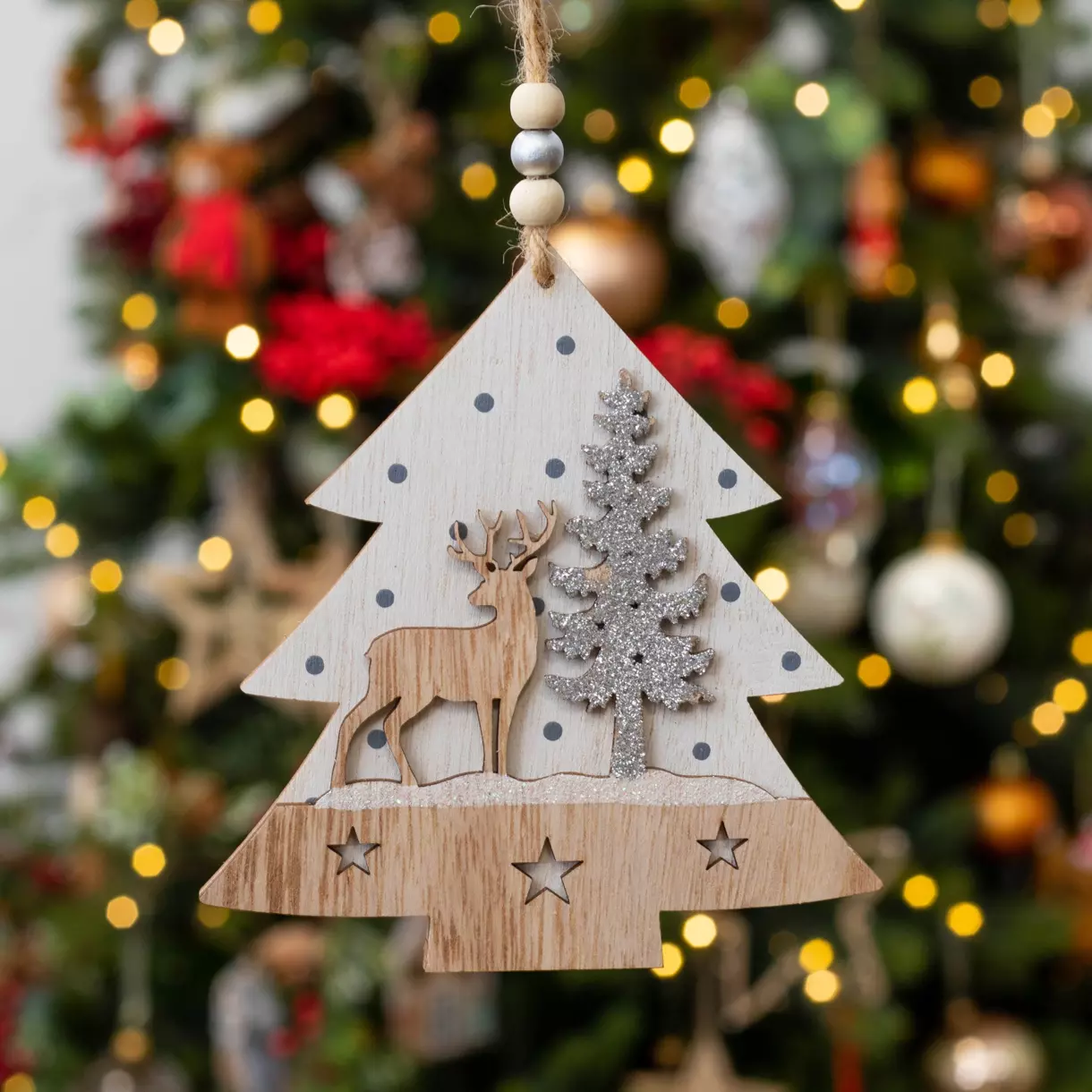 Kerstboom Cerf om op te hangen naturelkleur 1