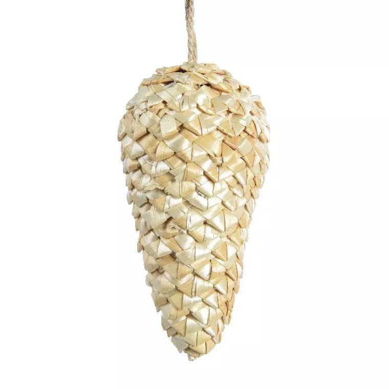 Pomme de pin de Noël à suspendre en paille Or 1