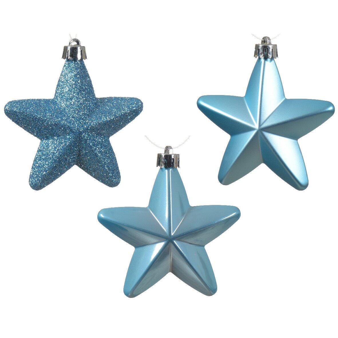 Confezione di 6 stelle di Natale da appendere Alpine Blu scintillante 1
