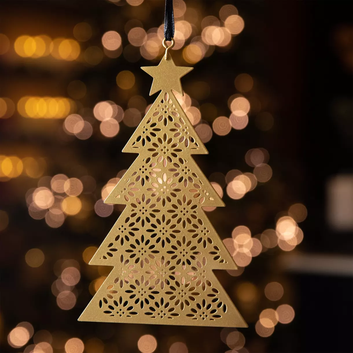 Árbol de Navidad  calado fleurs Oro