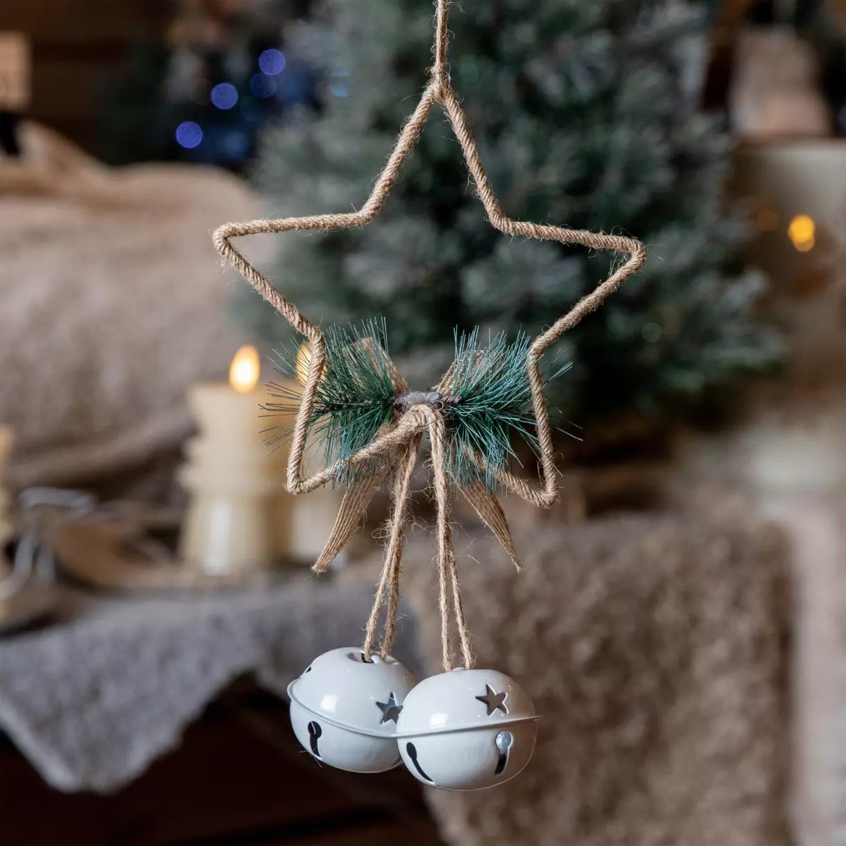Estrella de Navidad para colgar grelots Natural 1