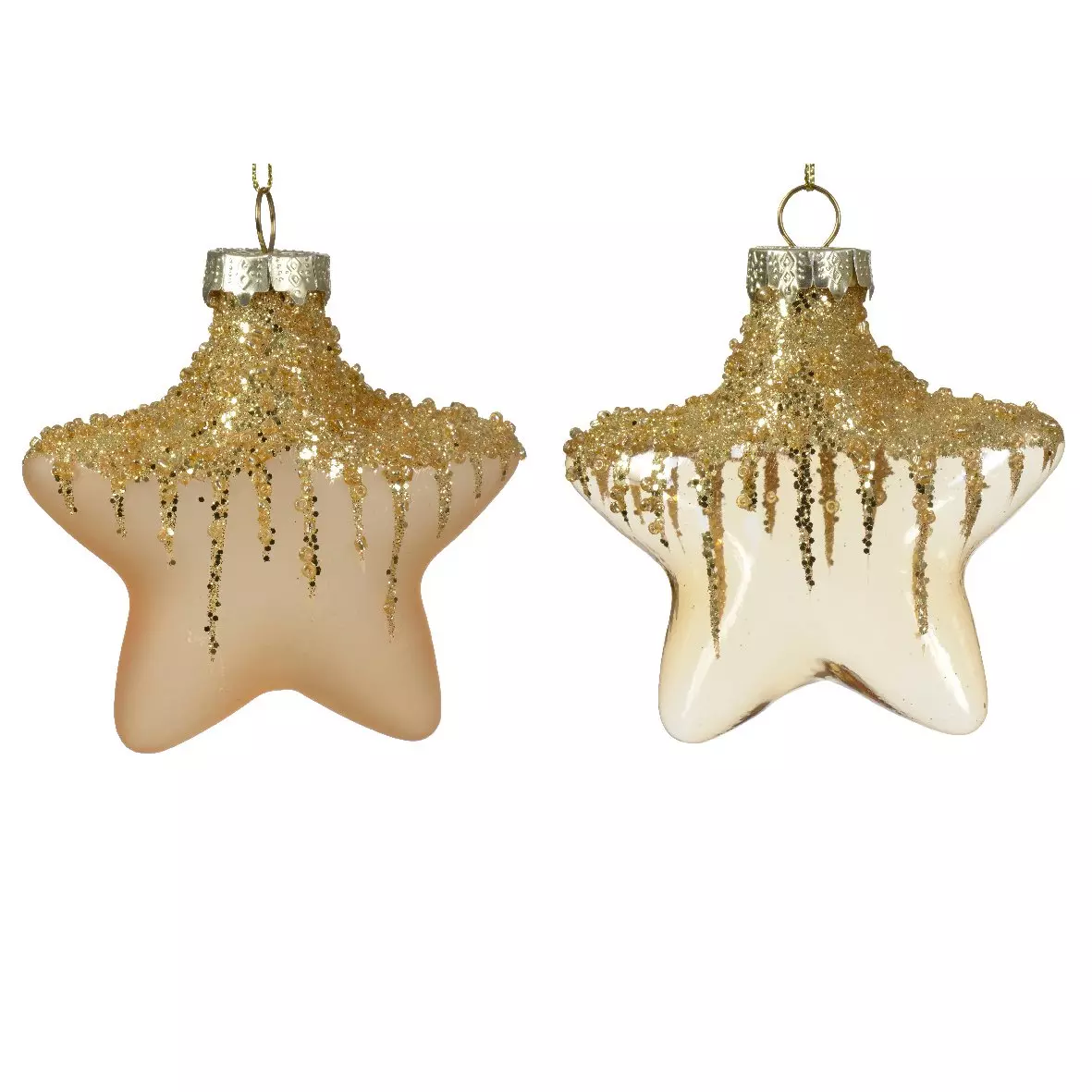 Lote de 2 estrellas de Navidad en vidrio  Arctique Oro 1