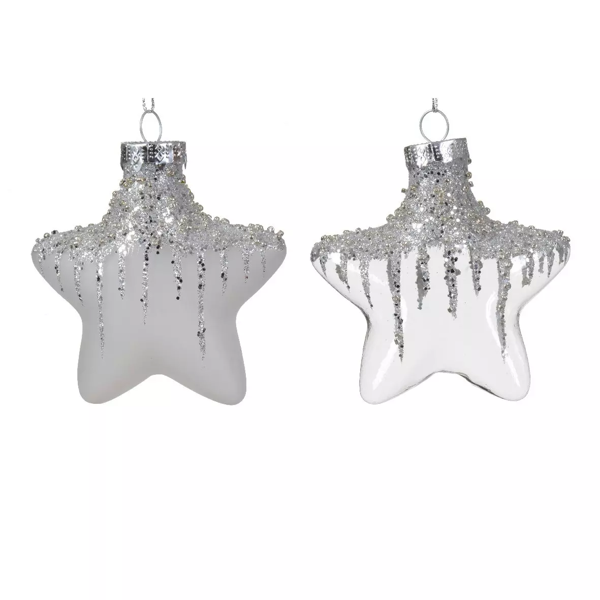 Lot de 2 étoiles de Noël à suspendre en verre Arctique Transparent 1