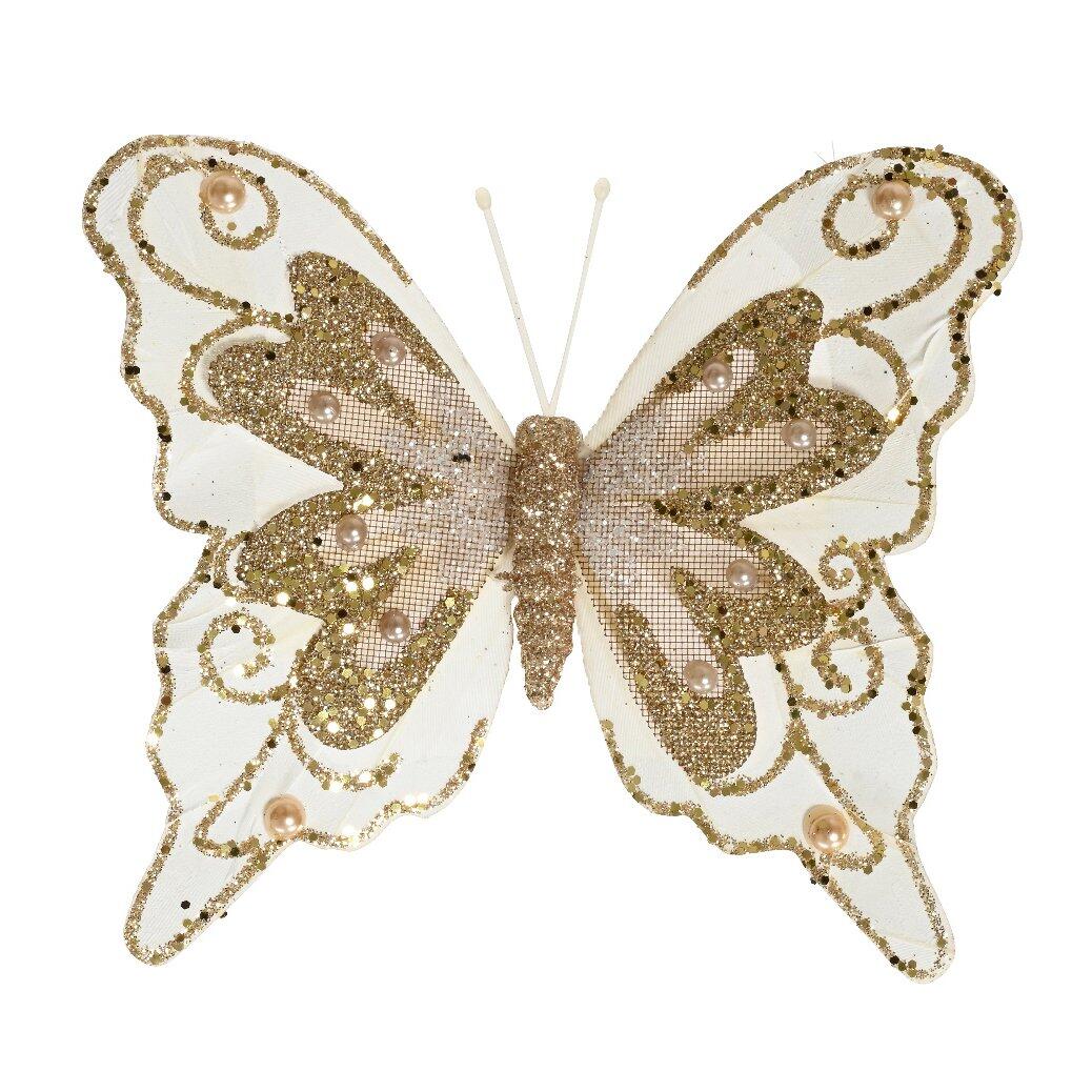 Set van 3 vlinders Perles de rocaille Champagnekleur 1