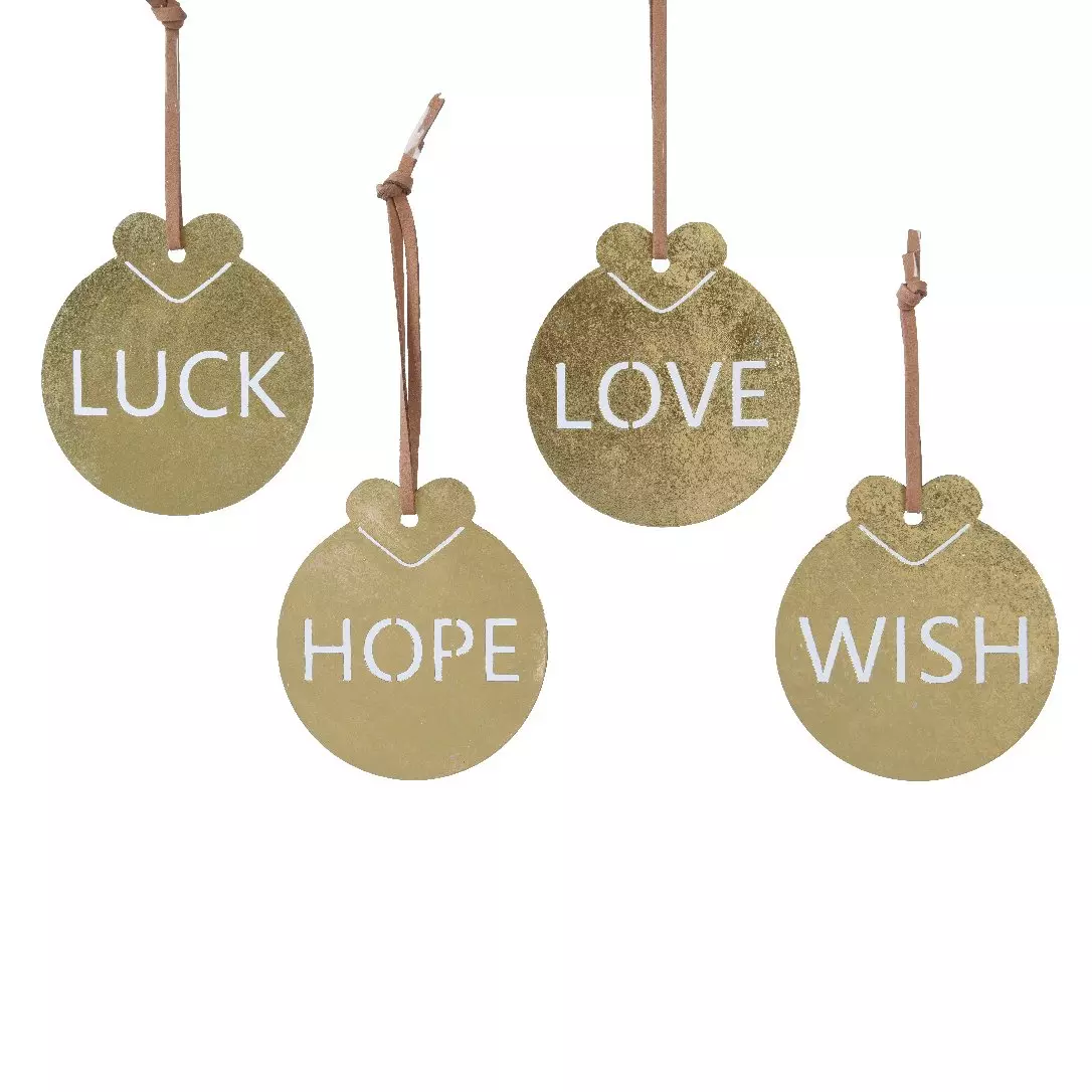 Lote de 4 adornos para colgar Love Oro 1
