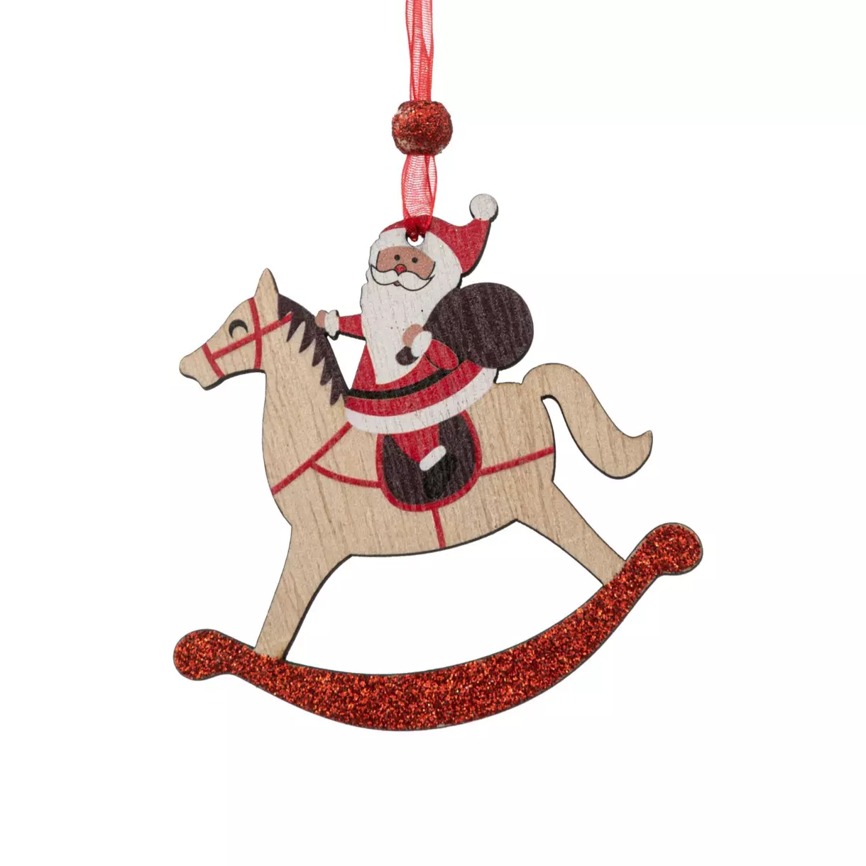 Père Noël à suspendre Au galop Rouge 1