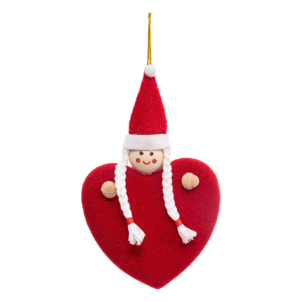 Muñeca de corazón de Navidad para colgar Rojo 1