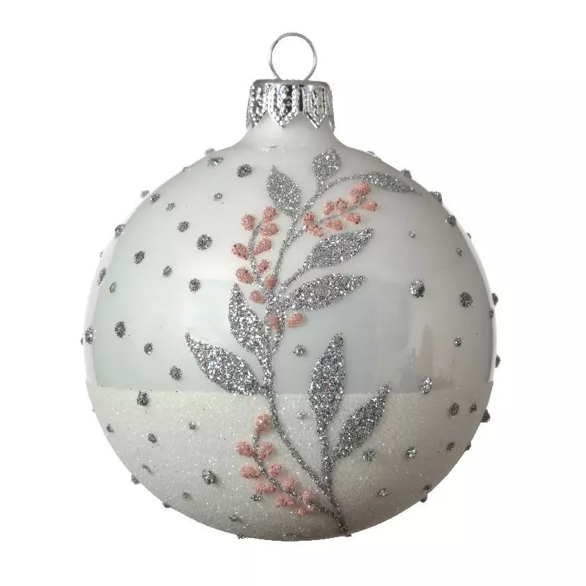 Lot de 6 boules de Noël en verre (D80 mm) Mirella Blanc  1