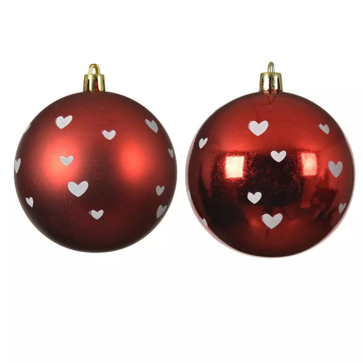 Lot de 12 boules de Noël (D80 mm) Petits coeurs Rouge 1