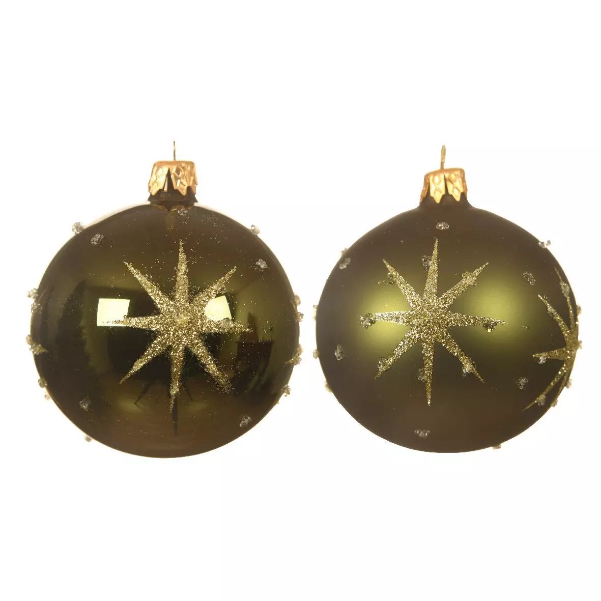 Lote de 6 bolas de Navidad en vidrio (D80 mm) Astre Verde  1
