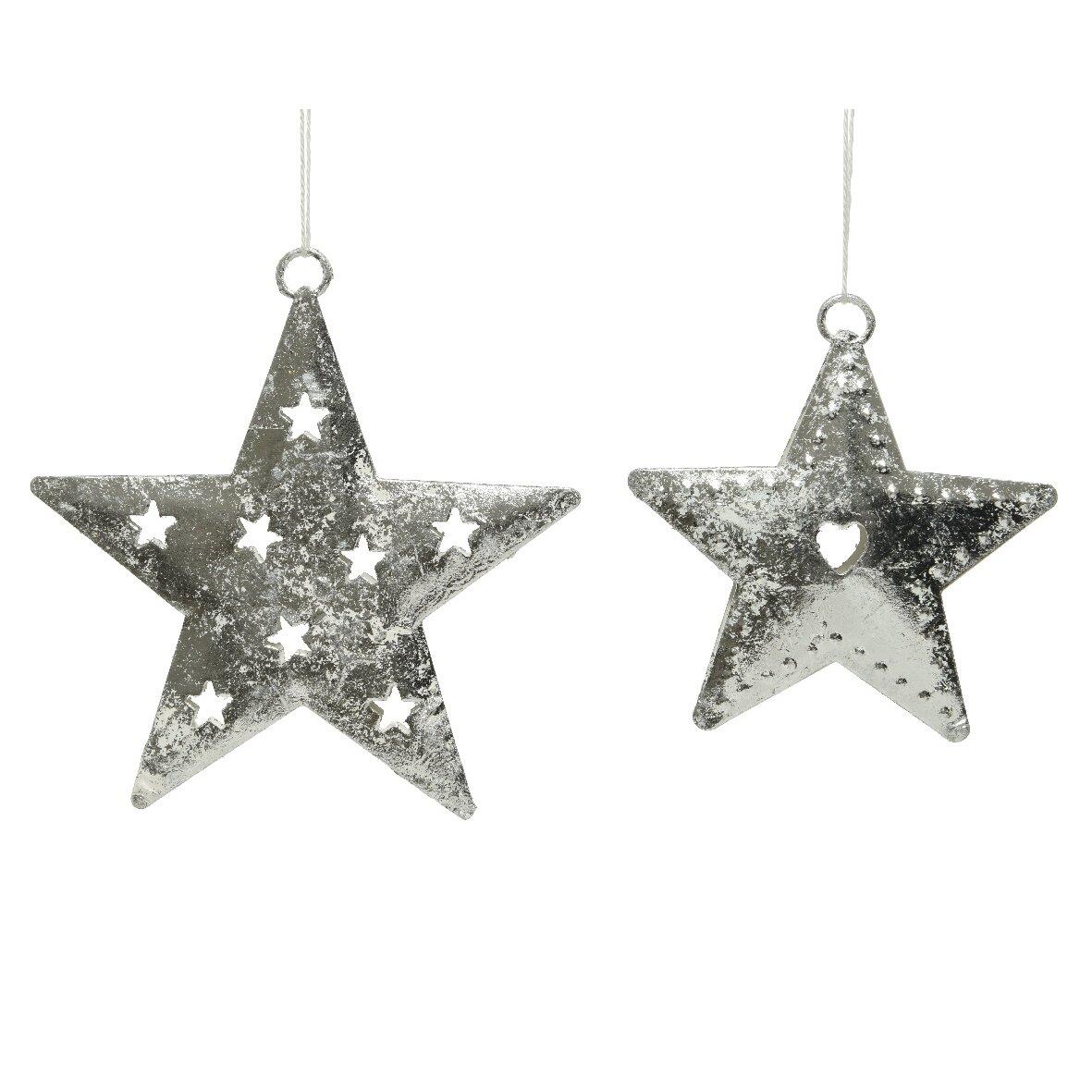 Confezione di 2 stelle di Natale Metalia Argento 1
