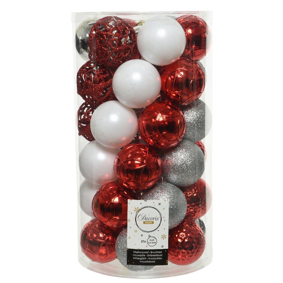 Set van 37 kerstballen (D60 mm) Alpine zilver 1