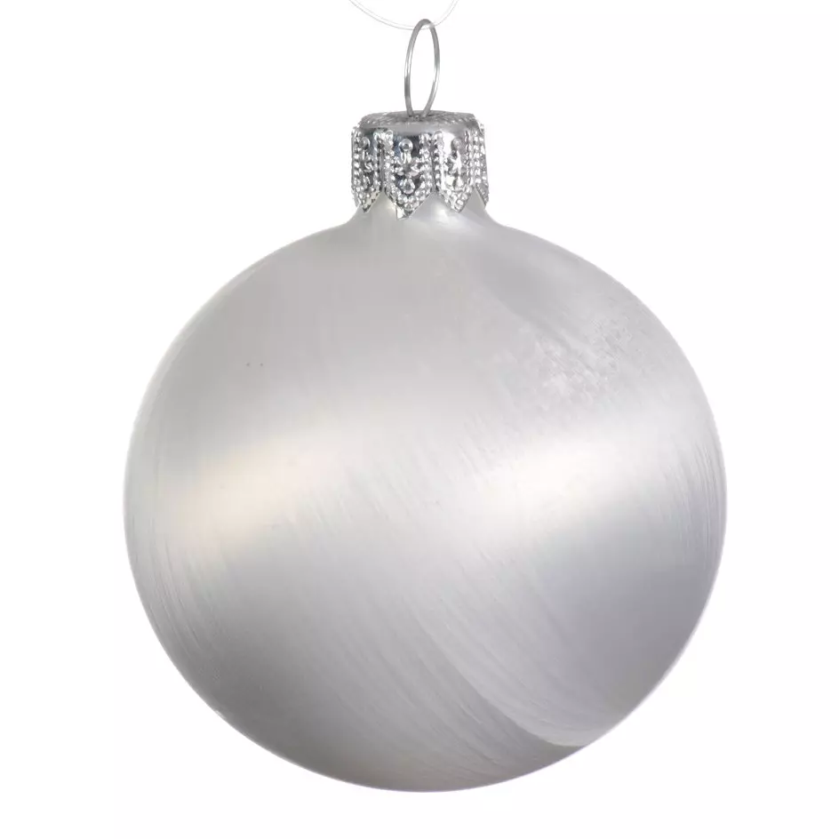 Lote de 4 bolas de Navidad en vidrio (D100 mm) Ártico mate Blanco escarchado  1