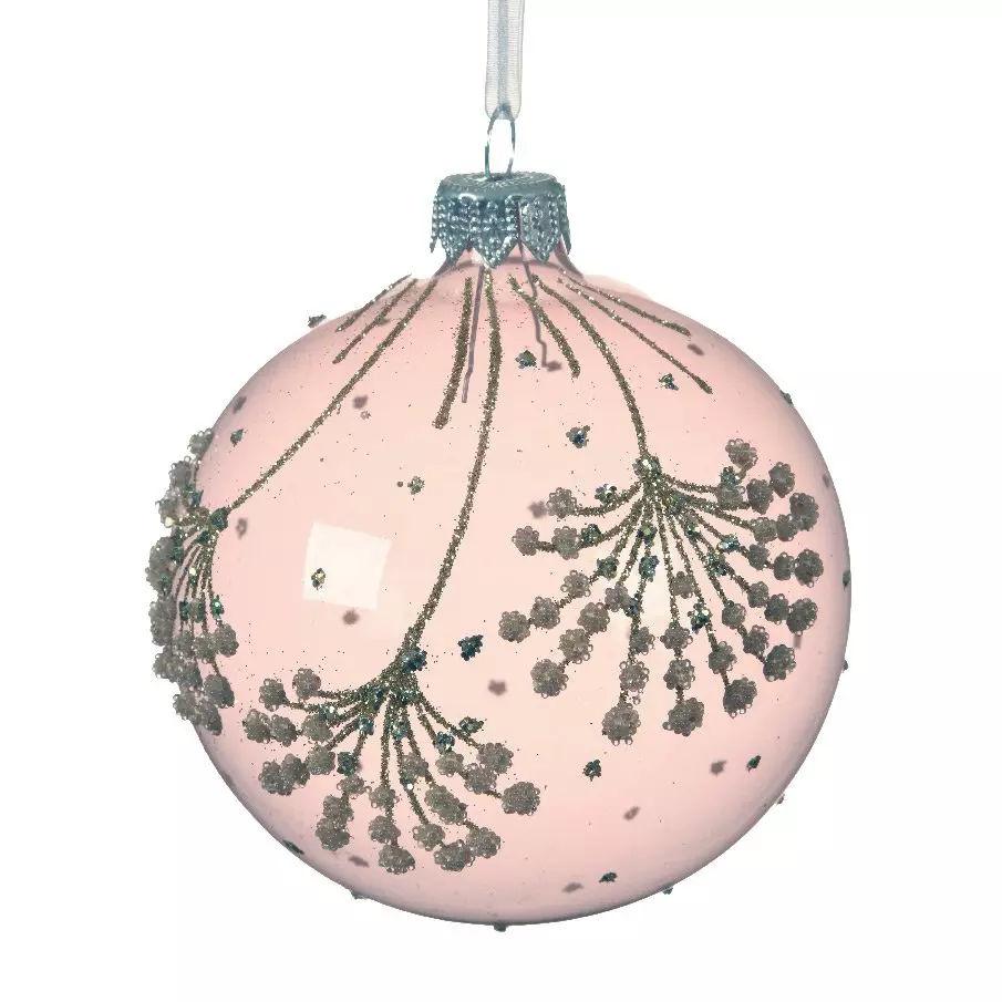 Lote de 6 bolas de Navidad en vidrio (D80 mm) Clarie Rosa palo  1