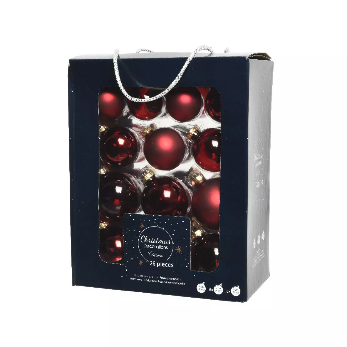 Set van 26 kerstballen (D70 mm) (D60 mm) (D50 mm) Cristal Bordeauxrood 1
