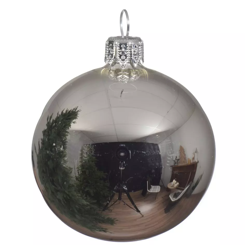 Lot de 6 boules de Noël en verre (D80 mm) Arctique brillantes Argent  1