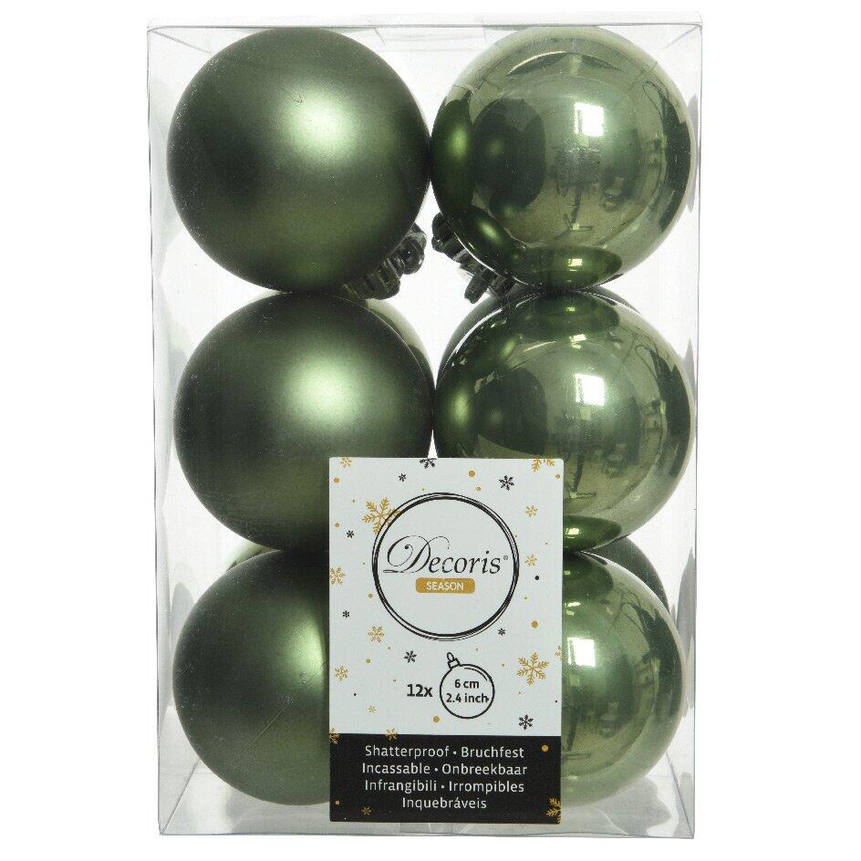 Lot de 12 boules de Noël (D60 mm) Alpine Vert mousse 1