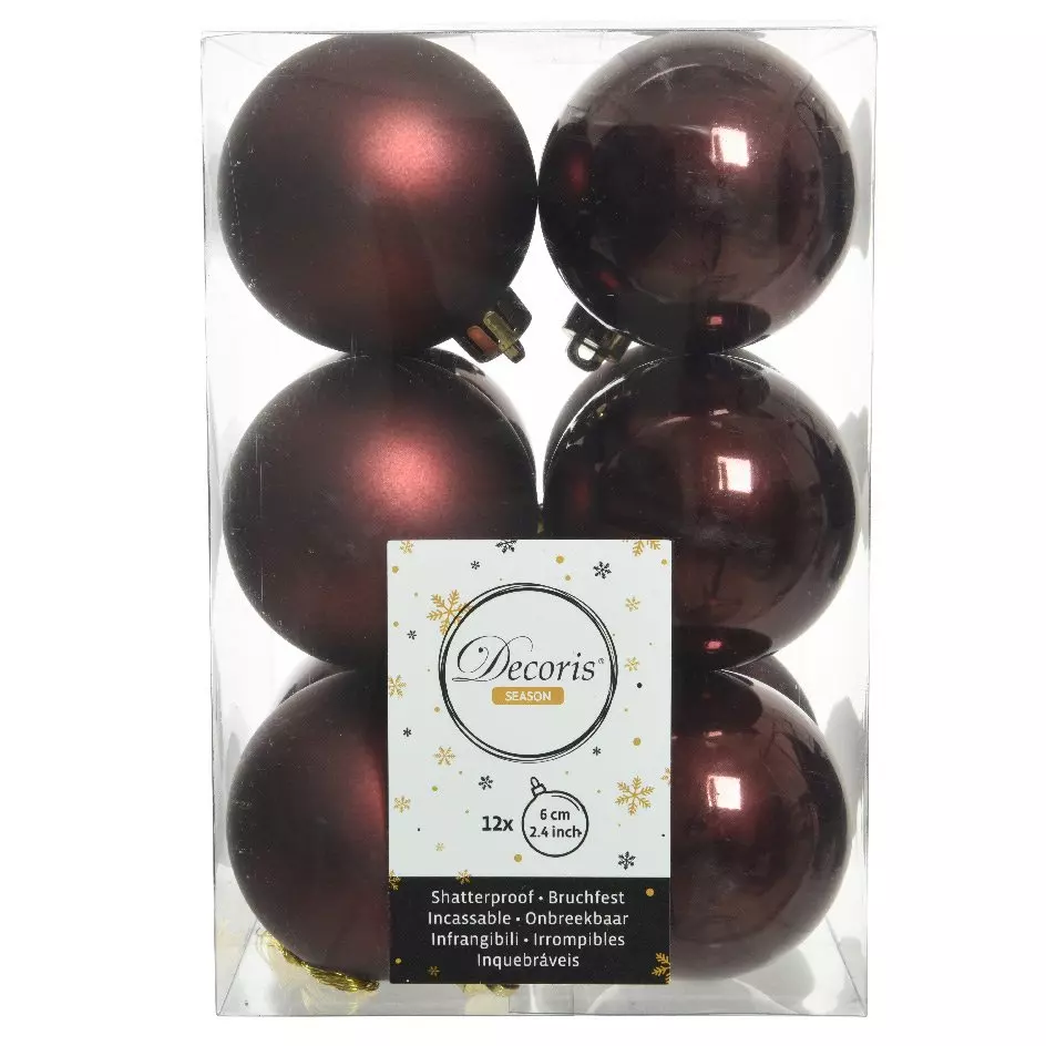 Lot de 12 boules de Noël (D60 mm) Alpine Acajou 1