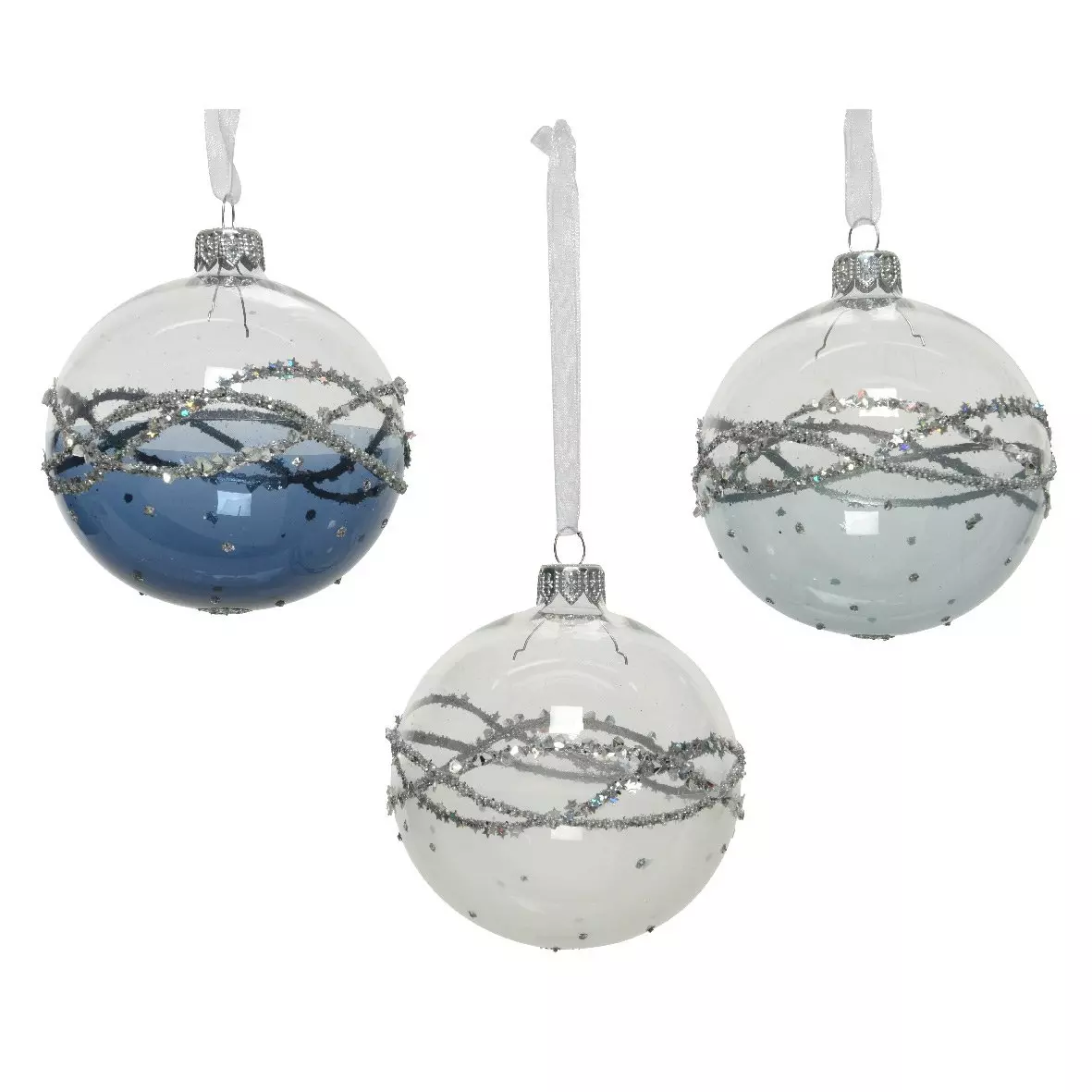 Lot de 6 boules de Noël en verre (D80 mm) Horizon Transparent  1