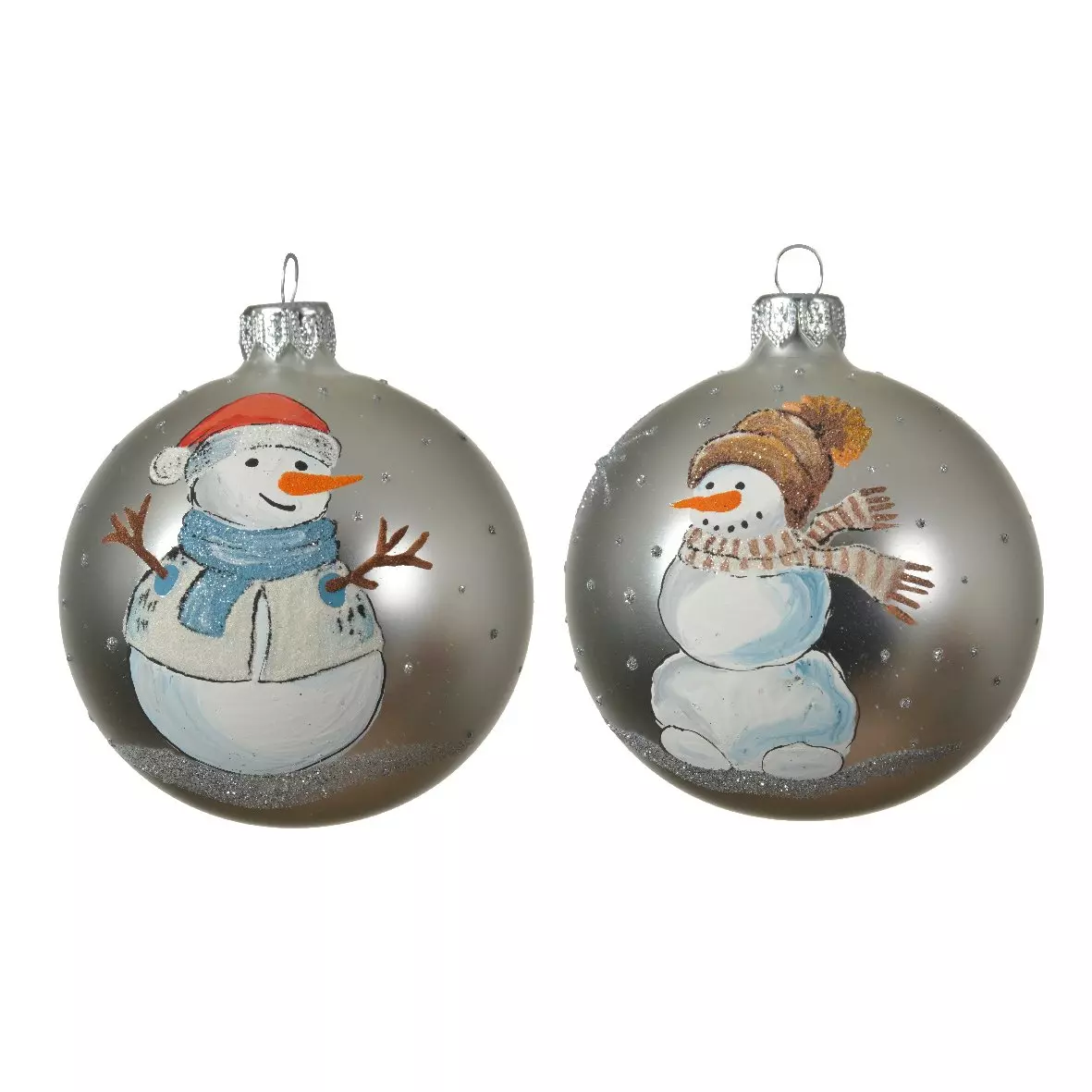 Lote de 6 bolas de Navidad en vidrio (D80 mm) Filippo Plata  1