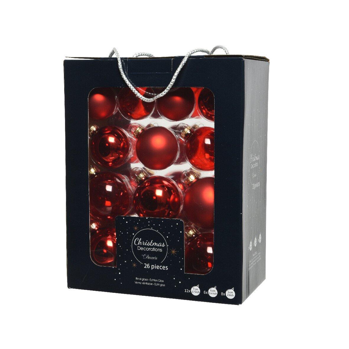 Confezione di 26 palline di Natale (D70 mm) (D60 mm) (D50 mm) Cristal Rosso 1