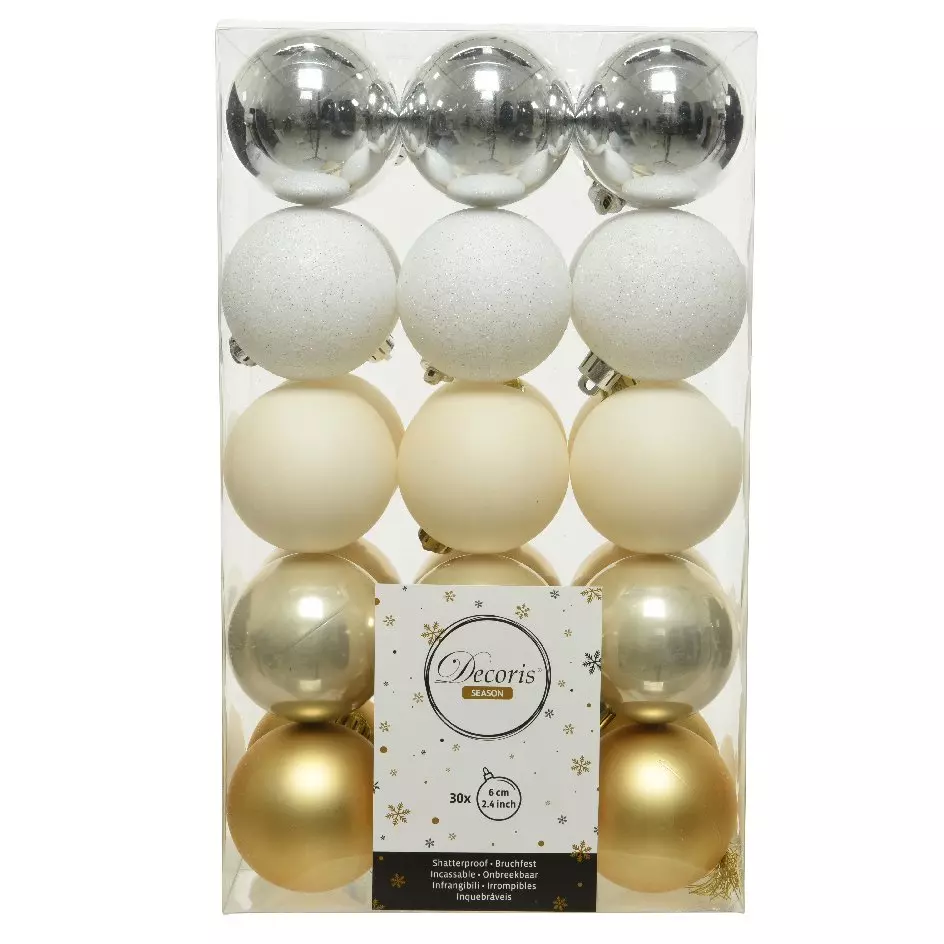 Lot de 30 boules de Noël (D60 mm) Alpine multi Blanc 1