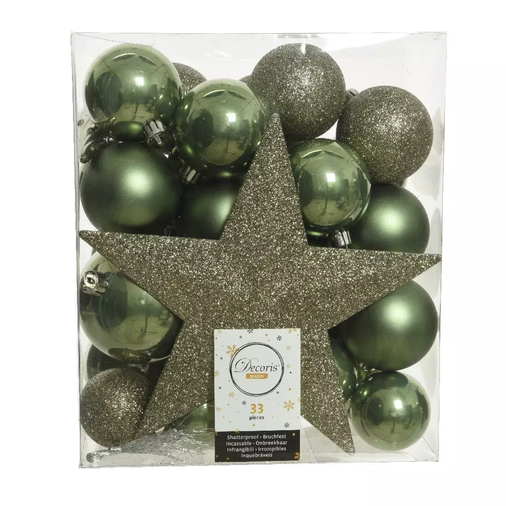Kit de decoración para árbol de Navidad Novae Verde musgo 1
