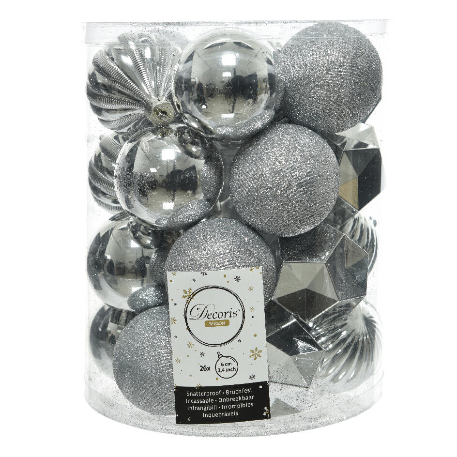 Confezione di 26 palline di Natale (D60 mm) Alpine mix Argento 1