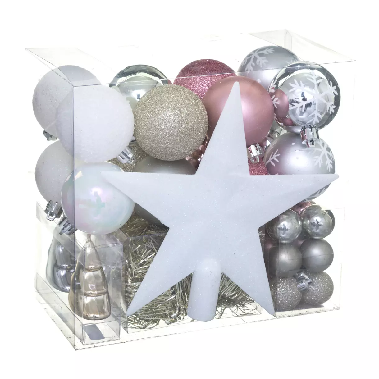 Kit de décoration de sapin de Noël Aspen Blanc/ Rose 1