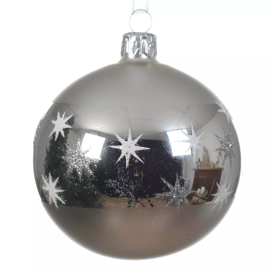 Lot de 6 boules de Noël en verre (D80 mm) Mimosa Argent  1