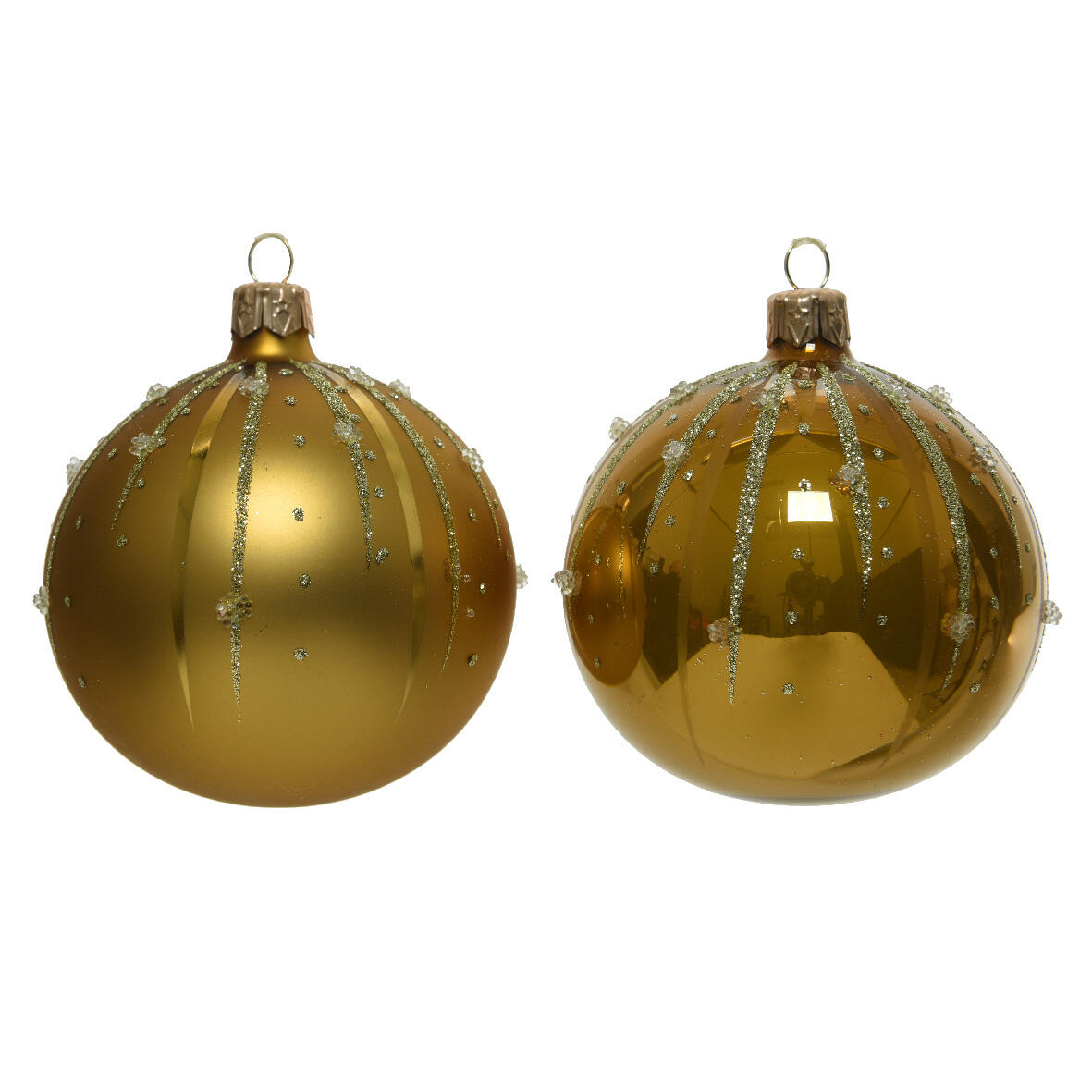 Lotto di 6 palline di Natale di vetro (D80 mm) Goutella Giallo senape 1