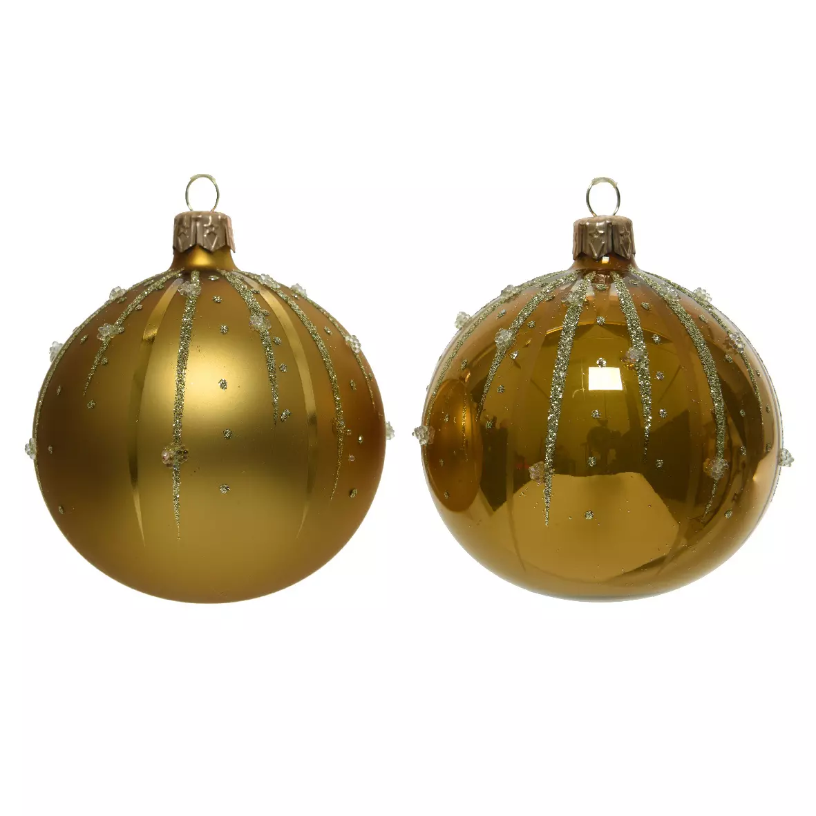 Lot de 6 boules de Noël en verre (D80 mm) Goutella jaune moutarde  1