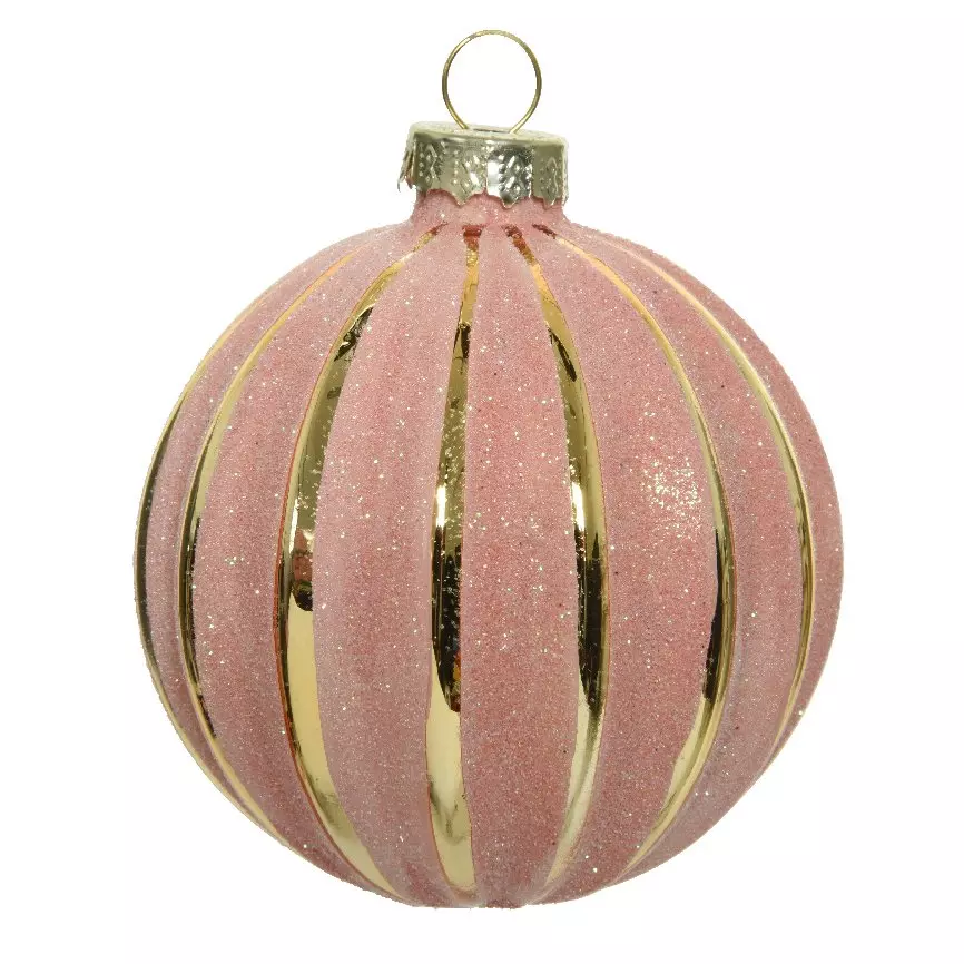 Set van 3 glazen kerstballen (D80 mm) Saveria roze  1