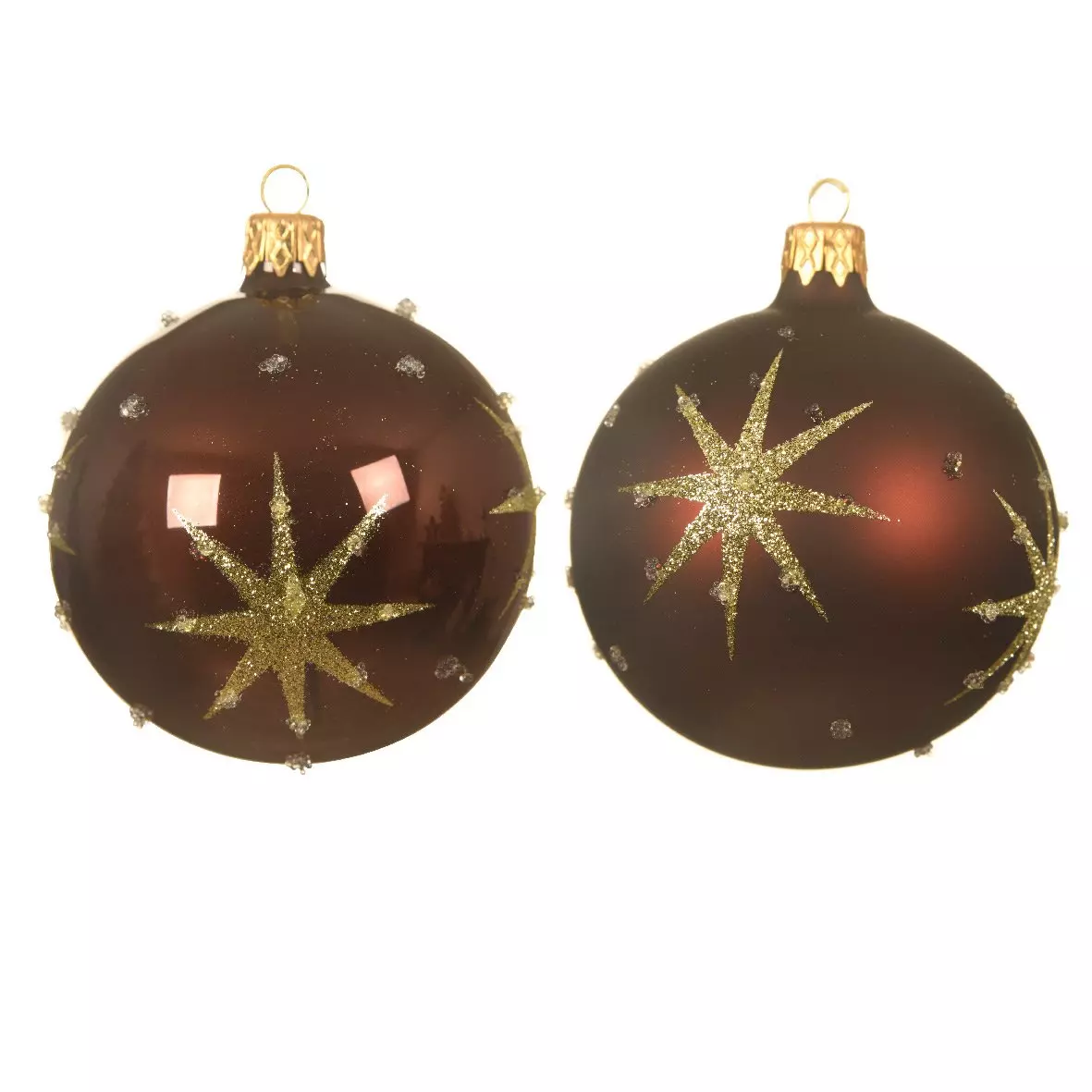 Lote de 6 bolas de Navidad en vidrio (D80 mm) Astre Caoba  1