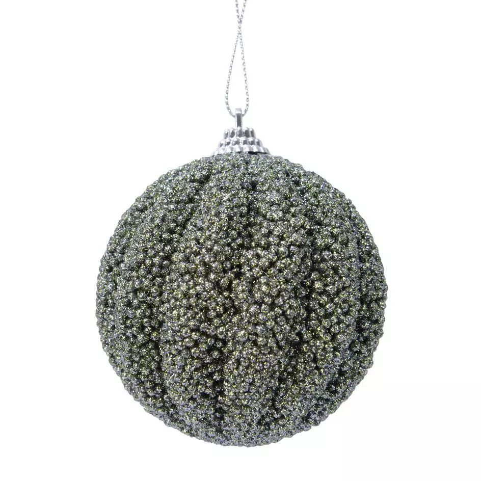 Lot de 12 boules de Noël (D80 mm) Etincelle Vert mousse 1