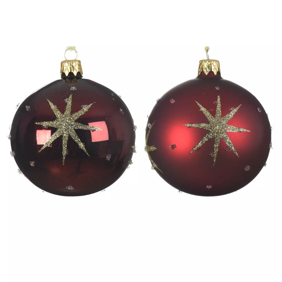 Lot de 6 boules de Noël en verre (D80 mm) Astre Bordeaux  1