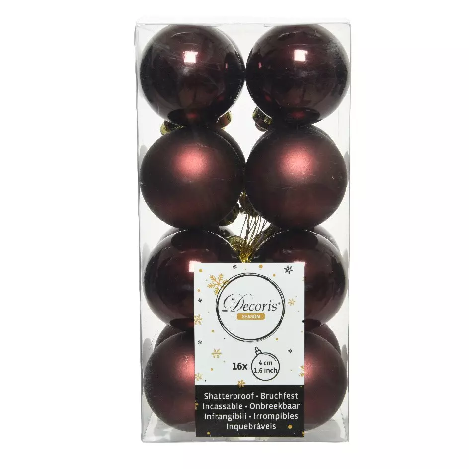 Lote de 16 bolas de Navidad (D40 mm) Alpine Caoba 1
