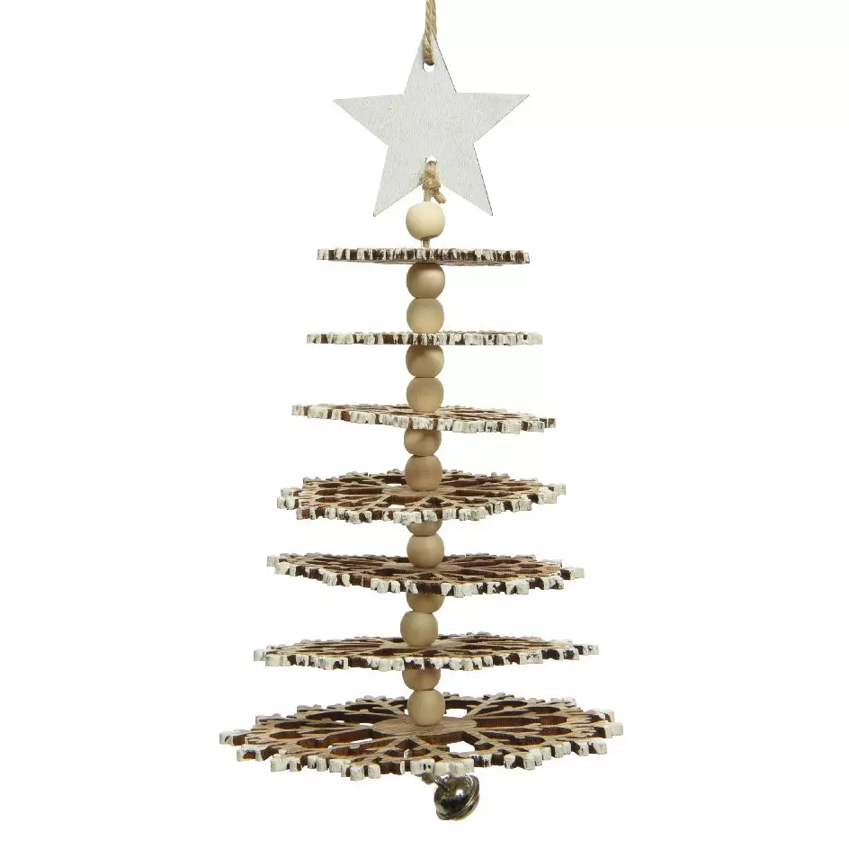 Kerstboom van hout Valdo om op te hangen Wit 1