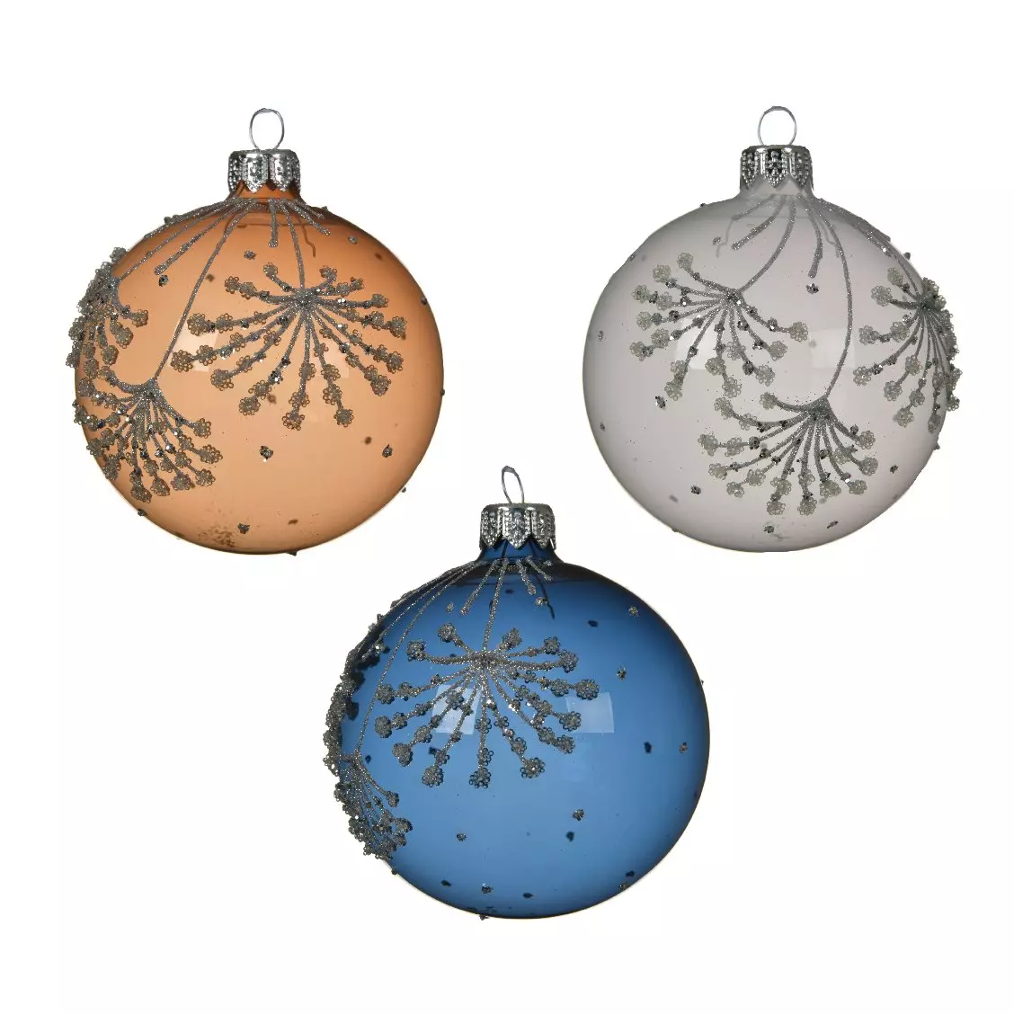 Lot de 6 boules de Noël en verre (D80 mm) Adelice Blanc/ Camel/ Bleu nuit  1