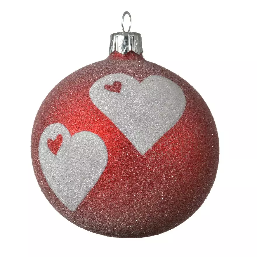 Lote de 6 bolas de Navidad en vidrio (D80 mm) Amor Rojo  1