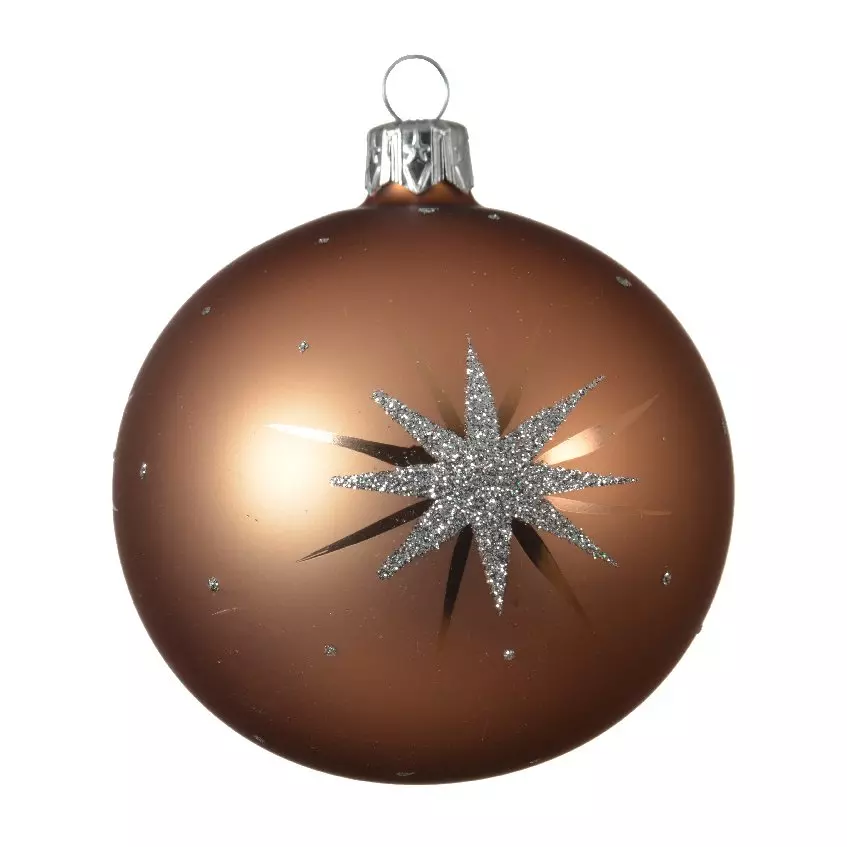Lot de 6 boules de Noël en verre (D80 mm) Estella Camel  1