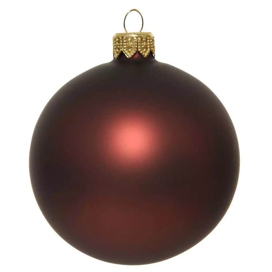Lote de 4 bolas de Navidad en vidrio (D100 mm) Artico mate Caoba  1