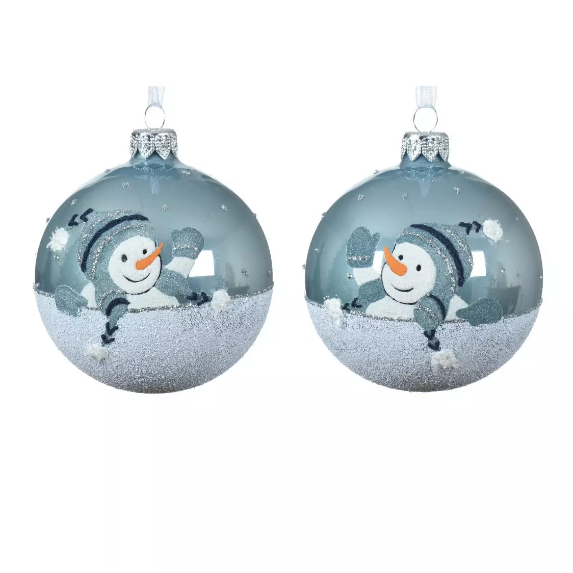 Lot de 6 boules de Noël en verre Pablo Bleu brumeux 1