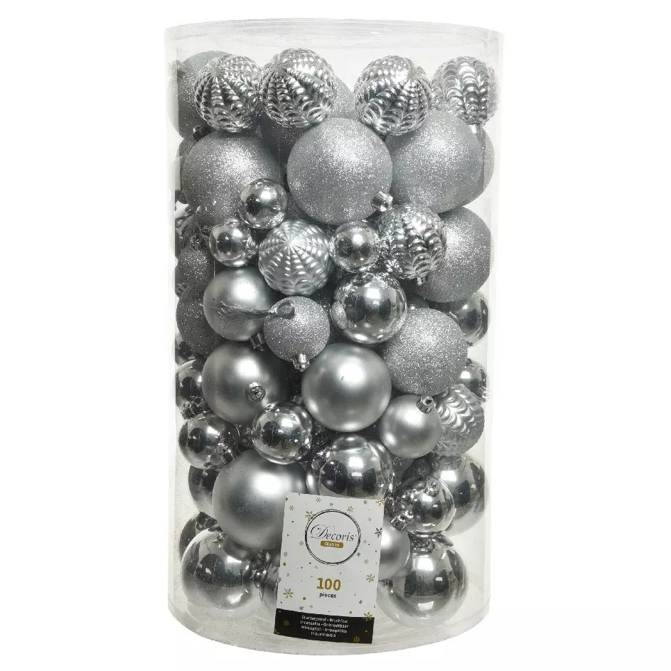 Lot de 100 boules de Noël  Alpine Argent 1